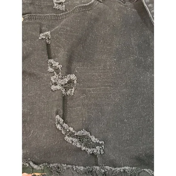 Gemma Rae Shorts Women's Black Denim Size 15/32 Distressed High Waist Cut Off - Picture 6 of 6